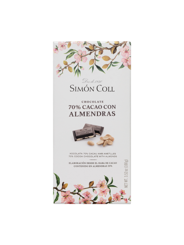 Chocolate 70% cacao con almendras laminadas 100g Simon Coll
