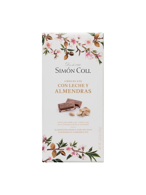 Chocolate con leche y almendras laminadas 100g Simon Coll