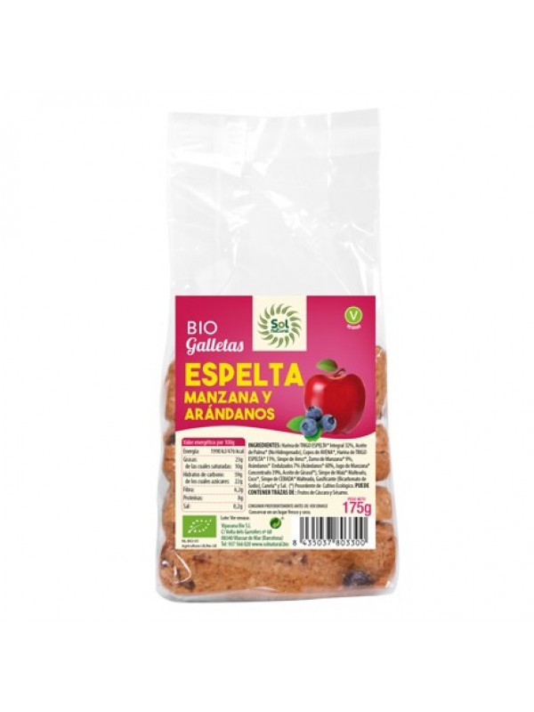 Galletas Espelta manzana y arandanos  175 grs bio
