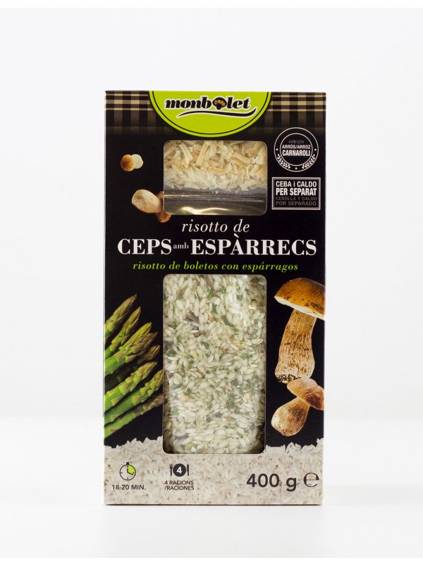 Risotto de Boletus y esparragos 400 grs Monbolet