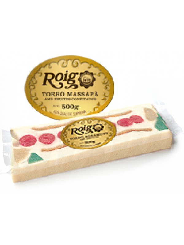 Turrón de mazapán con frutas confitadas 500g roig