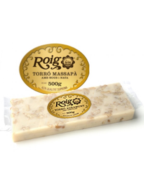Turrón de mazapán con nueces y nata 500g roig
