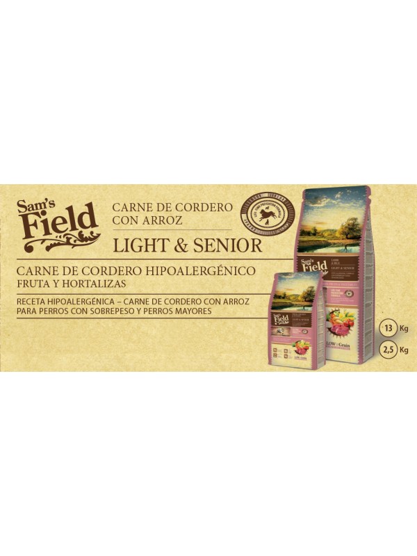 SAM'S FIELD LIGHT & SENIOR CORDERO CON ARROZ 13 kg